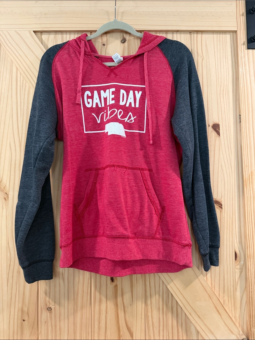 District Red & Charcoal "Game Day Vibes" Hooded Pullover